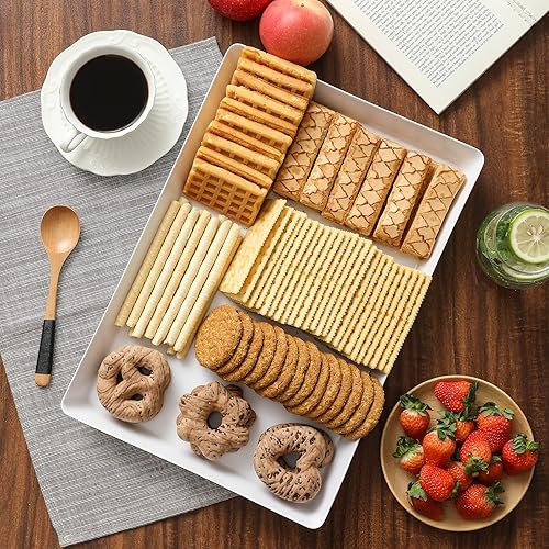 Miniatura 7 de Paquete de 8 bandejas grandes de 16 x 11 pulgadas para servir  Platos de plástico reutilizables para galletas, aperitivos, embutidos, aperitivos,