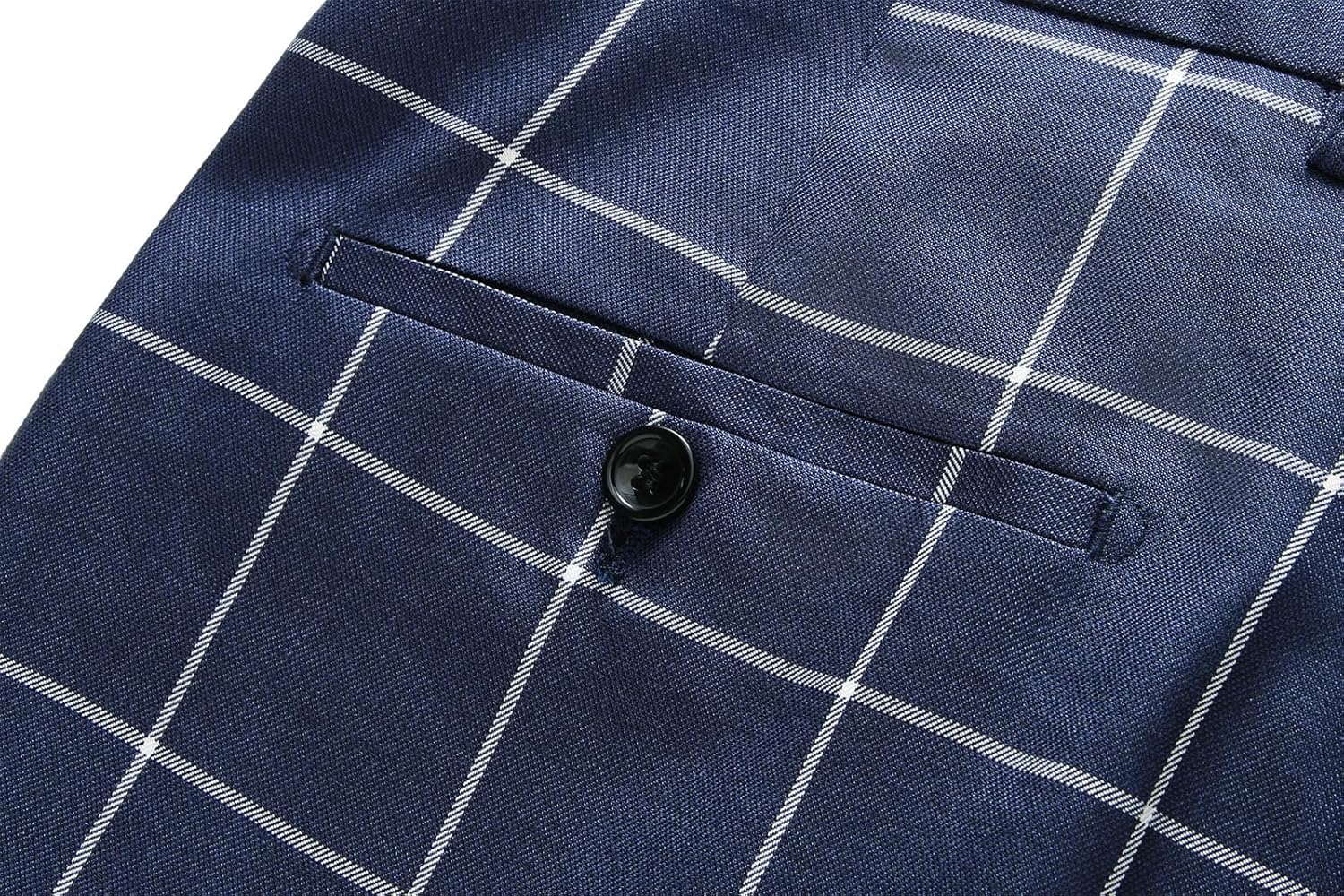 UNINUKOO Mens Classic Suit Pants Straight Fit Modern Formal Dress Pants Separate Trousers for Men US Size 34W x 32L Plaid Navy - Image 5