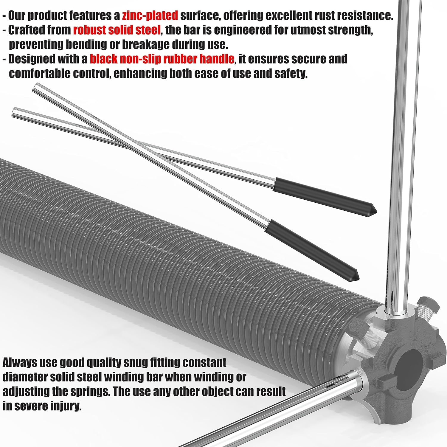 2-Pieces Bundle - Garage Door Torsion Springs (0.207x2x22), Winding Bars Tool & 8.5ft Garage Door Cables