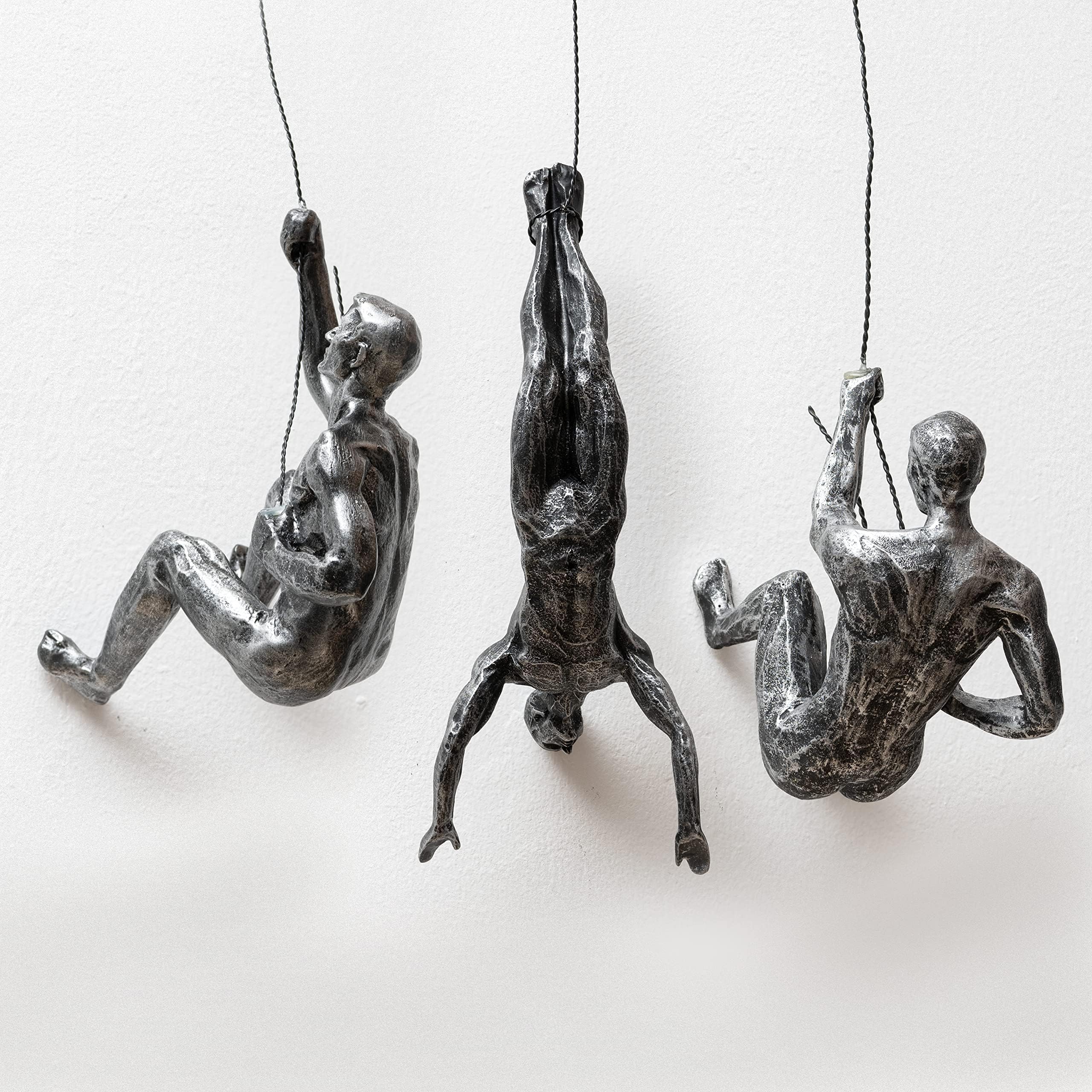 GUTE Set of 3 Climbing Men Man Wall Art Decor Sculpture (Set of 3) - Perfect Home Decor Gift, Climbing Man Wall Art Sculpture Decoration Statue Figurine Home & Office Rock Climbing Unique Gifts