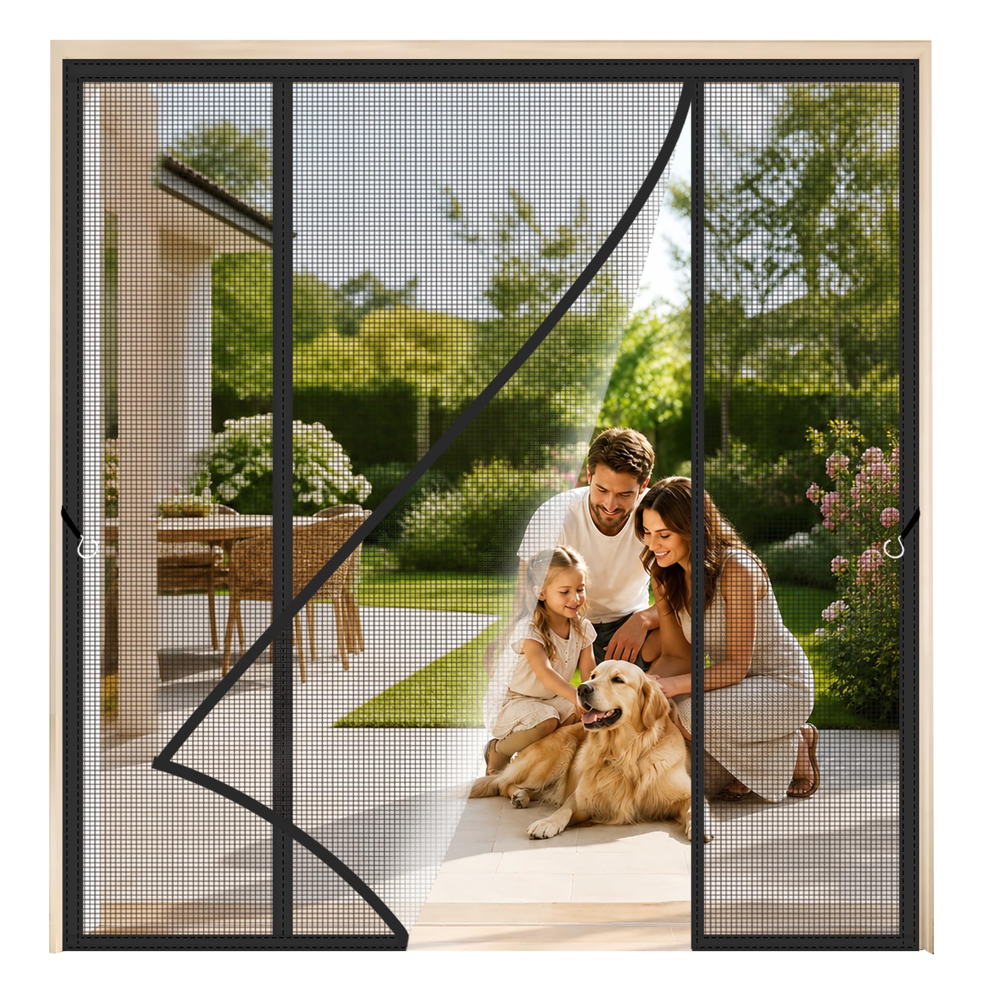 Wide Magnetic Door Screen Black 340x240cm Effective Insect Protection with Optimal Airflow for Wide Patio and Bifold Doors in Family Homes
