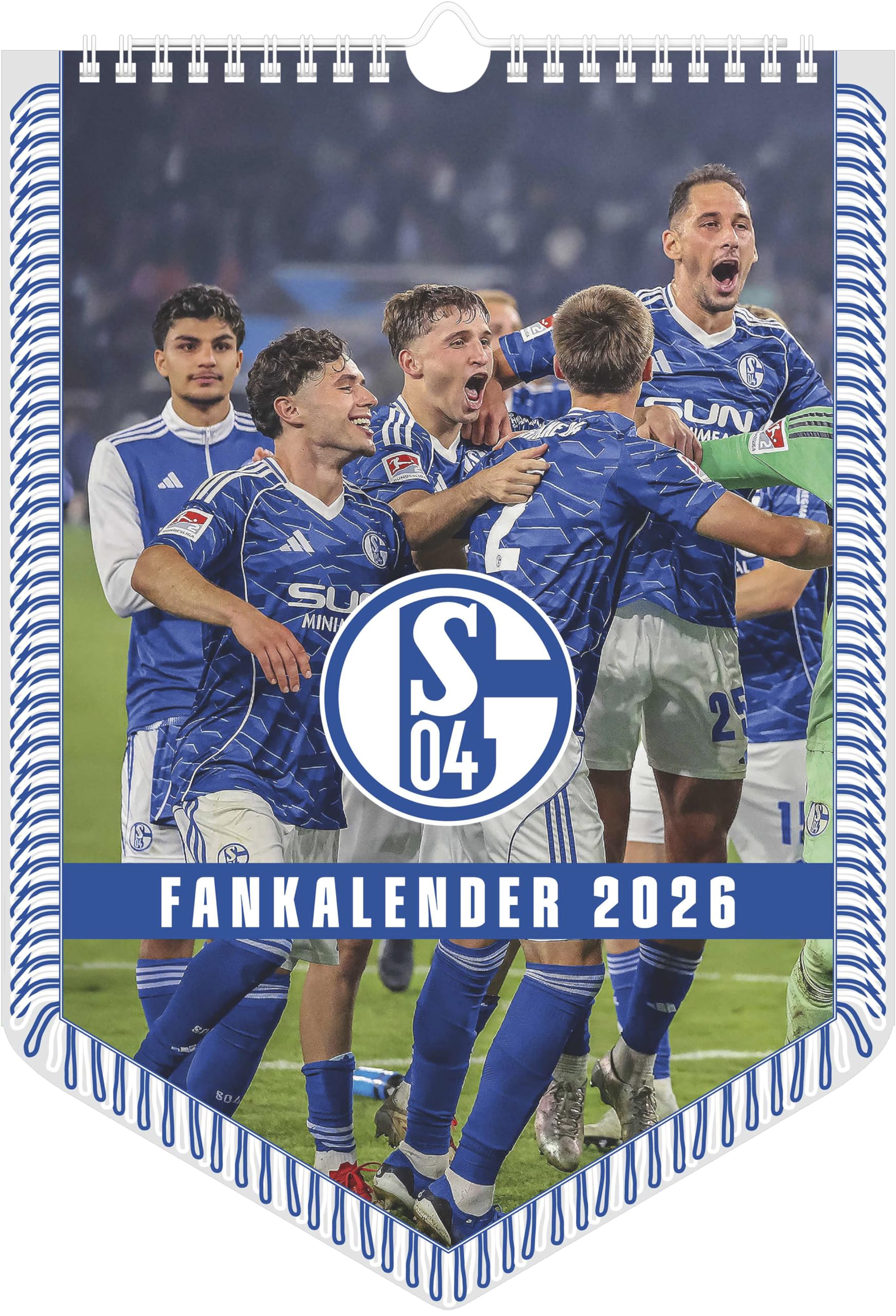 N Neumann - FC Schalke 04 2026 – Bannerkalender A3 (30x42 cm) mit 12 Monatsblättern, deutschem Kalendarium & Spiralbindung, Fußball-Wandkalender mit Spielerfotografien für Fans: Fankalender 2026