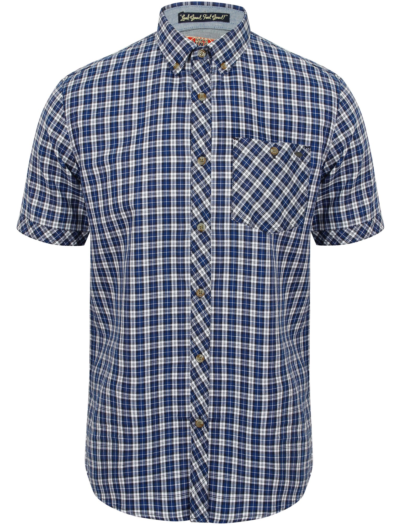 Tokyo Laundry Men's Kendry Short Sleeve Button Up Check Shirt Sapphire S