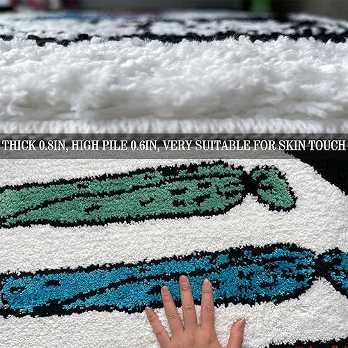 Miniatura 3 de Alfombras geniales para dormitorio, 2 x 3 pulgadas, estéticas retro, antideslizantes, lavables, esponjosas, absorbentes, bonitas, modernas,