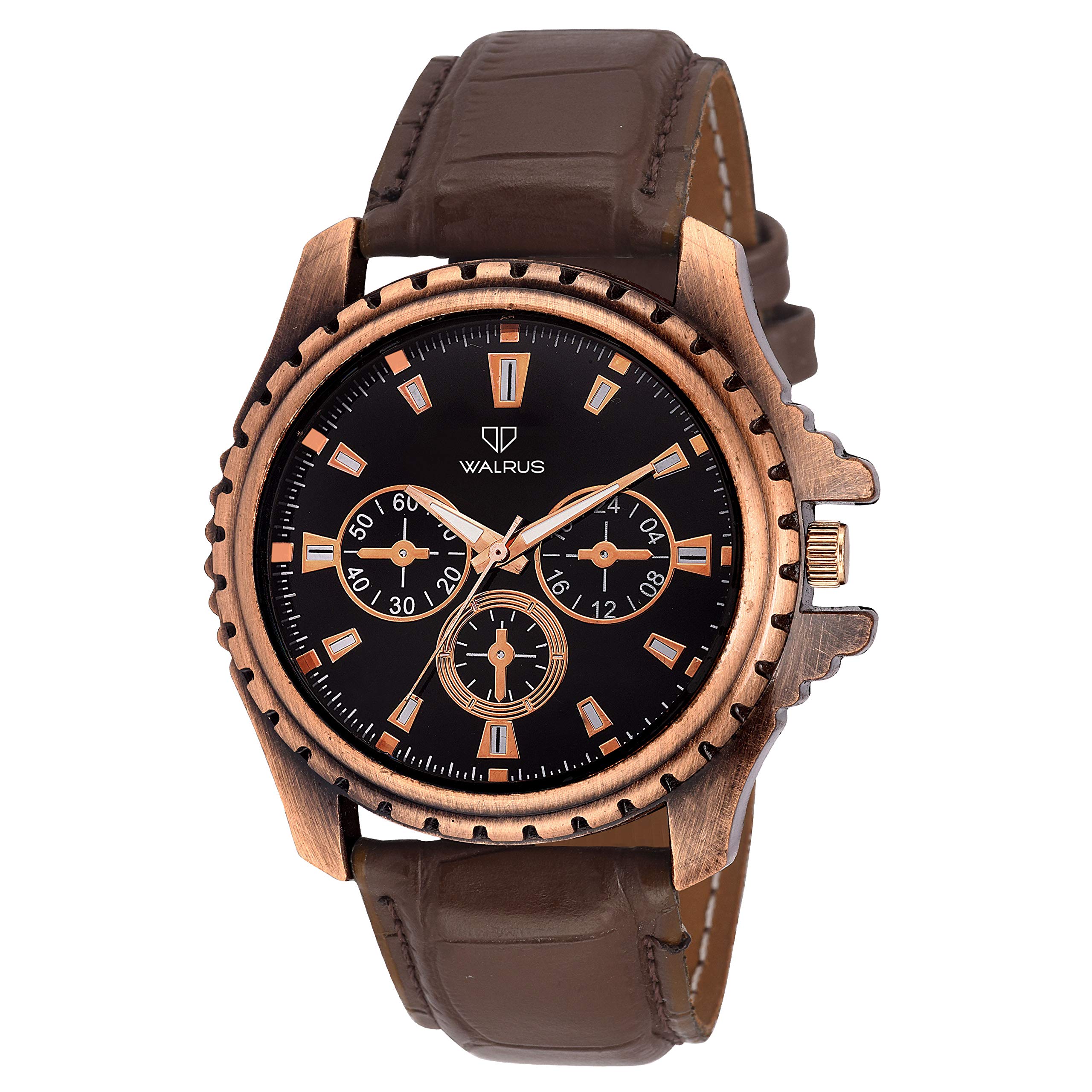 Walrus Analog Mens Wrist Watch | Brown Dial | Brown Leather Strap | Non-Working Multifunction Display | Elegant Design- Professional & Casual Use- Gift Watch for Men (B07YJJ69HR) Amazon Price History, Amazon Price Tracker
