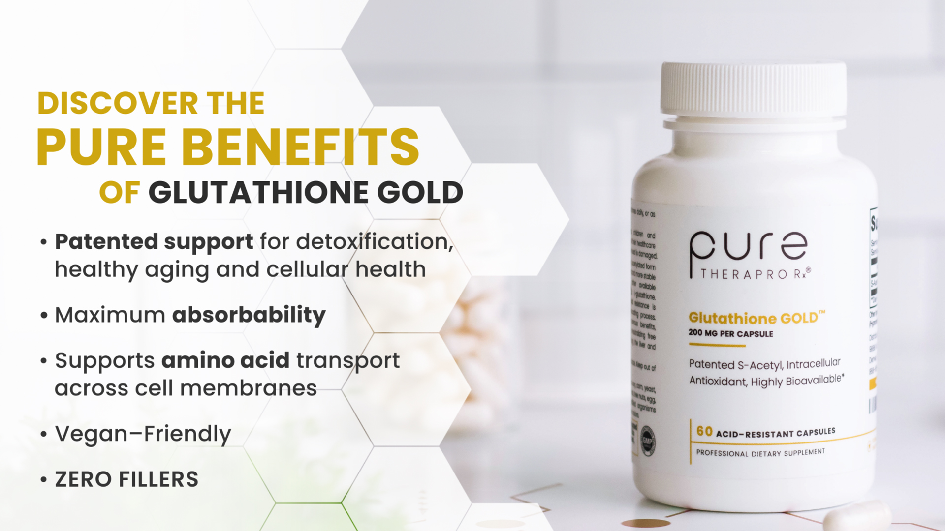 Amazon.com: Pure Therapro Rx S-Acetyl Glutathione Gold 200mg | 2 Month  Supply Acid-Resistant Capsule | Patented Acetylated Form of Glutathione |  Zero Fillers Or Flow Agents