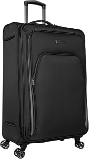 Kenneth Cole Reaction Cloud City 28” Lightweight Softside Expandable 8-Wheel Spinner Checked Travel Luggage, Black, inch