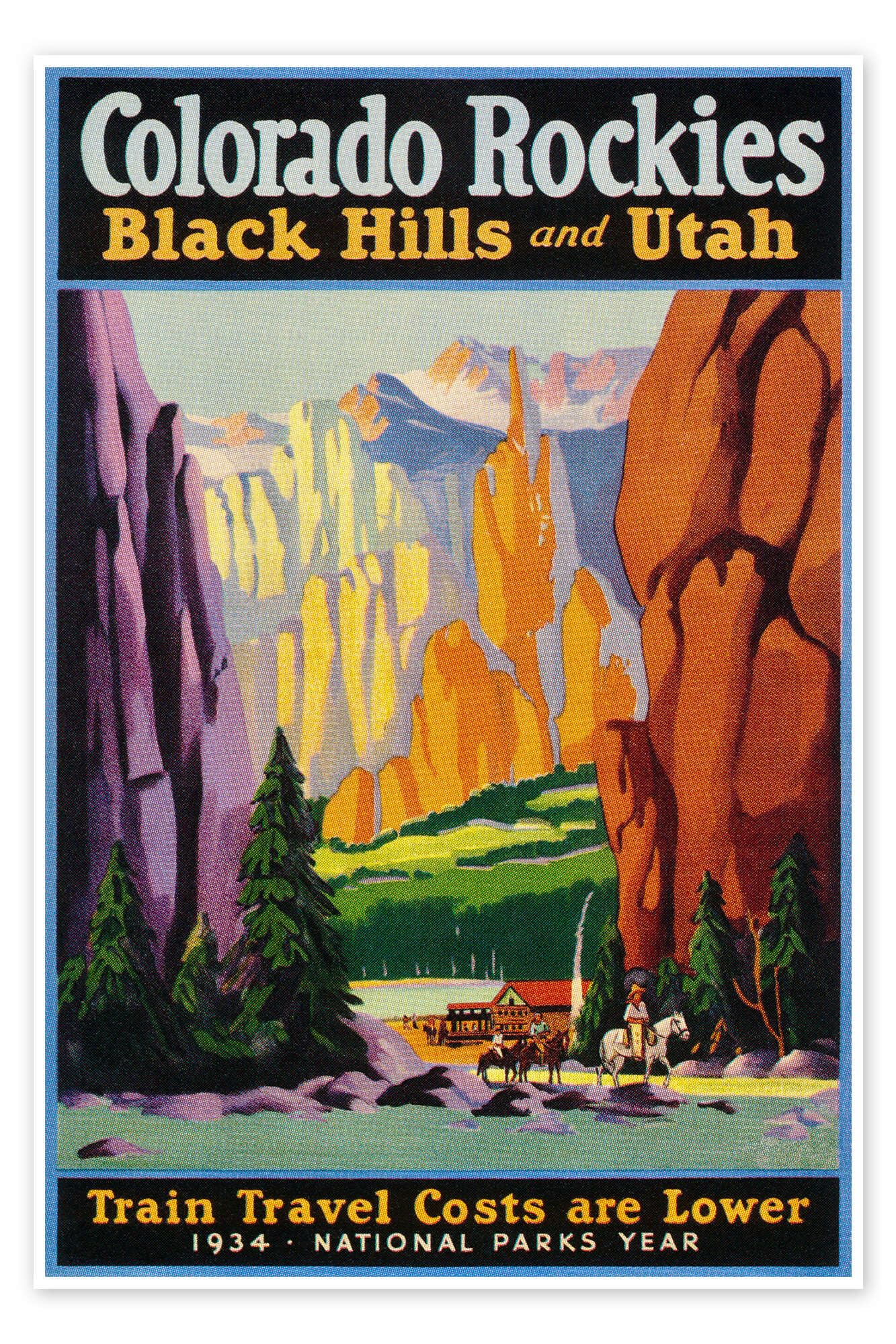 Posterlounge Colorado Rockies Poster | 90 x 130 cm di Vintage Travel Collection Quadri Decorazione per pareti