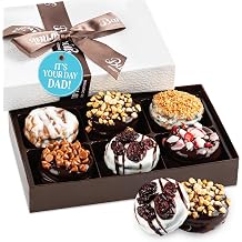 Barnetts Fathers Day 6 Chocolate Cookies Gift Basket, Gourmet Chocolate Covered Candy Gifts for Food Delivery Baskets, Him and Her Treats Ideas for Father, Dad, Granfather, Husband, Brother, Son, Grandson
