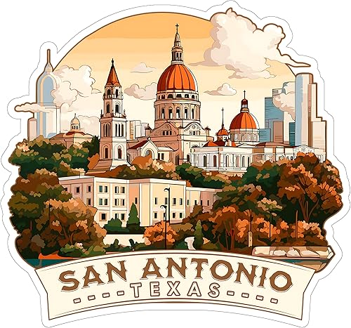 Miniatura 1 de Adhesivo de San Antonio de Texas Souvenir de viaje, vinilo pequeño impermeable para botella de agua, taza, libro de pasaportes, cuaderno de