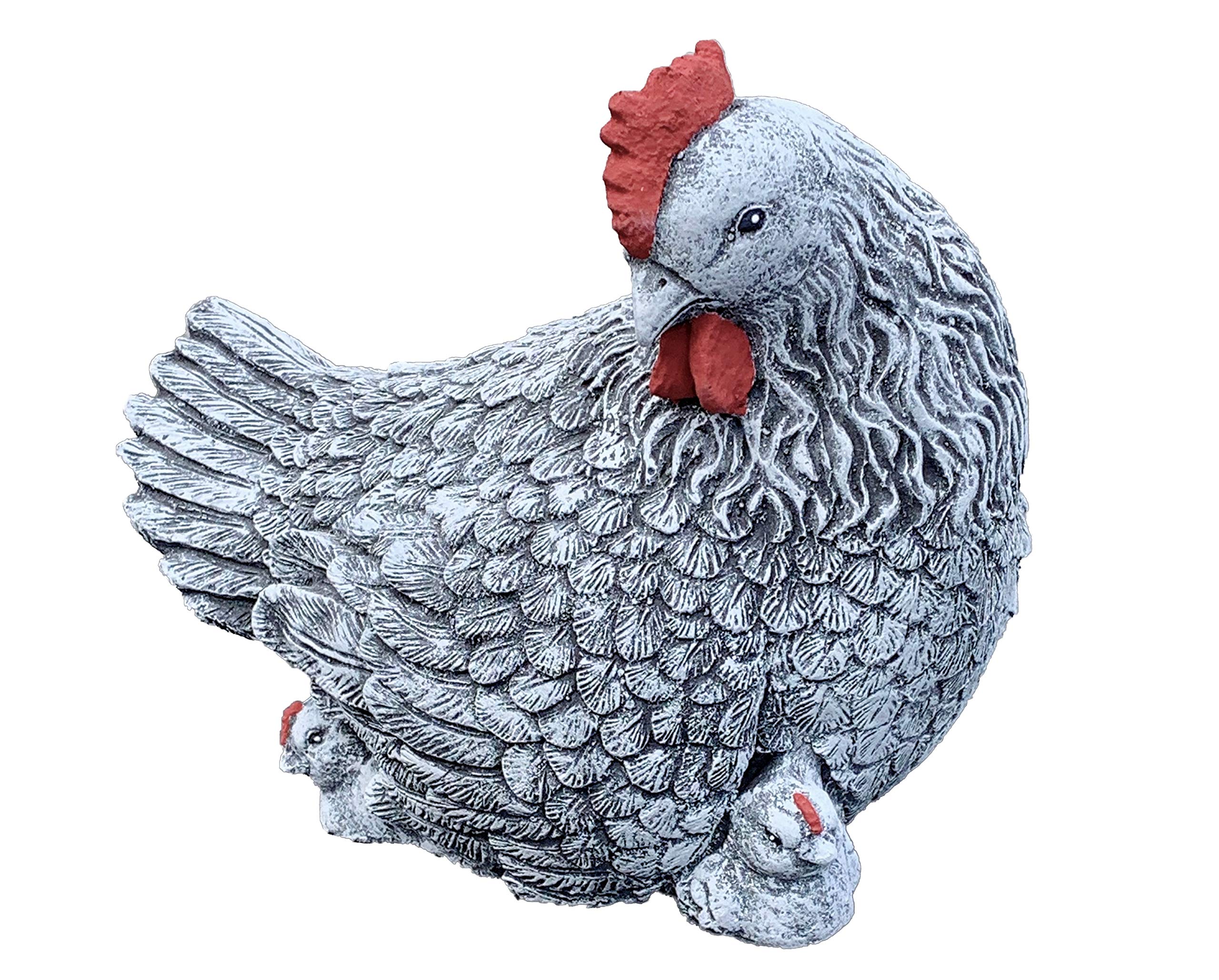 Stone and Style - Figura de gallina Grande con Pollitos (Resistente a Las heladas, Resistente a la Intemperie)