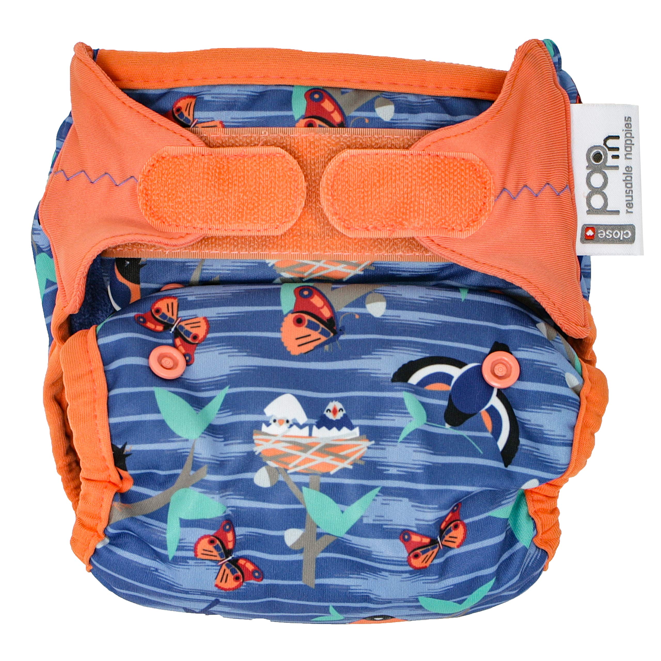 Close Pop-in Couche en bambou de qualité supérieure avec fermeture Aplix – Taille unique réglable de la naissance au pot Design élégant imprimé – Twilight Garden
