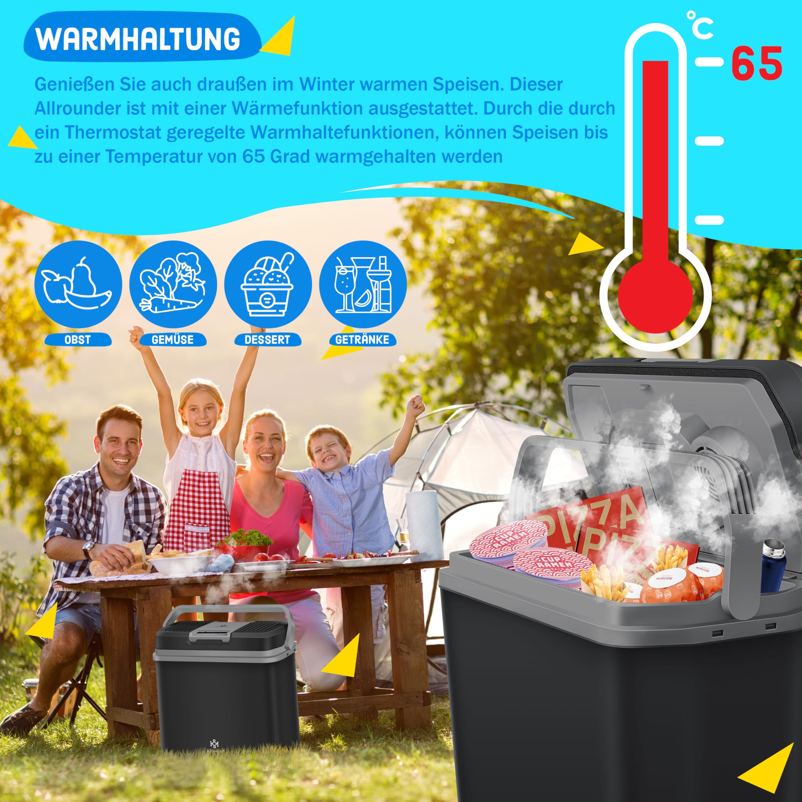 KESSER® Nevera eléctrica portátil 24 litros | ENFRÍA y CALIENTA | Enfriador Termoeléctrica 12V y 230V | Mini Nevera para Auto y Camping | EEK A+++ | Incluye 2 acumuladores de frío