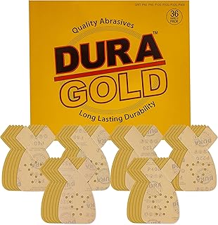 Dura-Gold - Premium Hook & Loop - 36 Sheet Variety Pack (60,80,120,220,320,400) Grit 12-Hole Hook & Loop Sanding Sheets for Mouse Sanders - Box of 36 Sheets fits mouse sanders