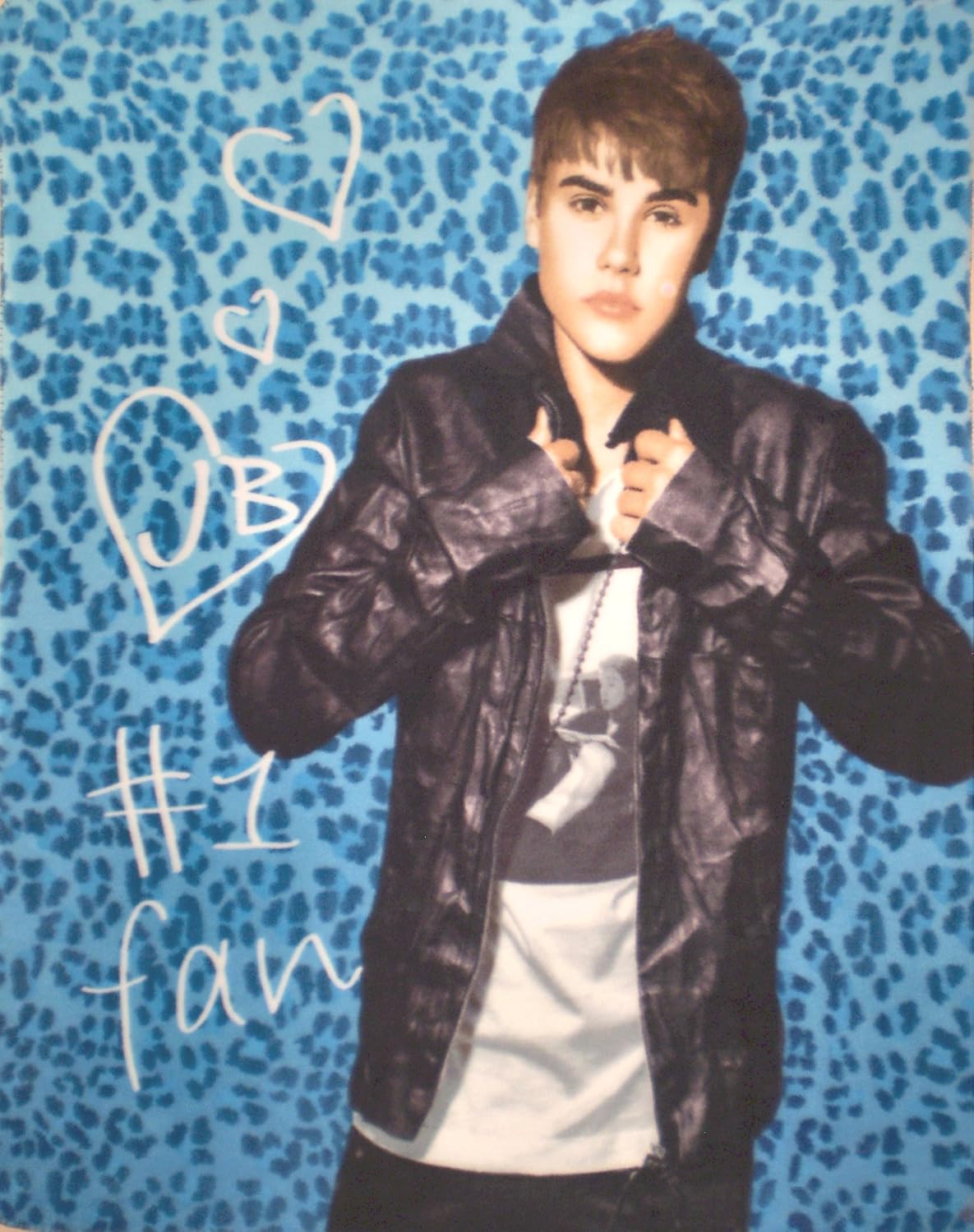 Justin Bieber Blue Leopard Fleece Throw Blanket Home