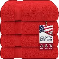 Vista 7 de American Veteran Towel, Paquete de 4 toallas de baño turcas 100% algodón para baño, 27 x 54 pulgadas, extra grandes, de secado suave, color azul