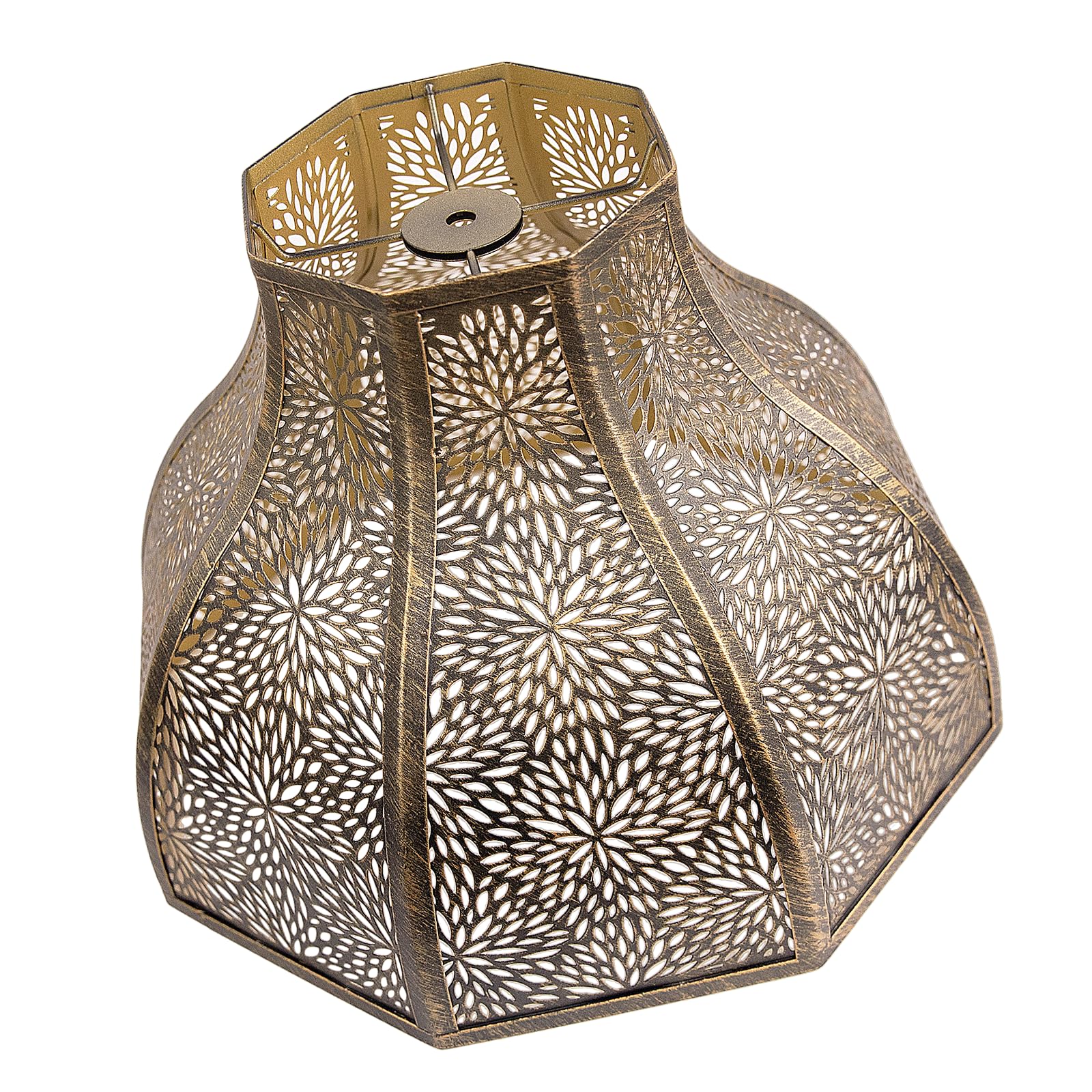 Photo 1 of Metal large Bronze and Gold Lamp Shade, gothic rustic lamp shade,modern black 8-Petal Lotus Design lamp shades,5.32" Top Diameter, 13" Bottom Diameter, 9.5" Height, Etched Forest Pattern
