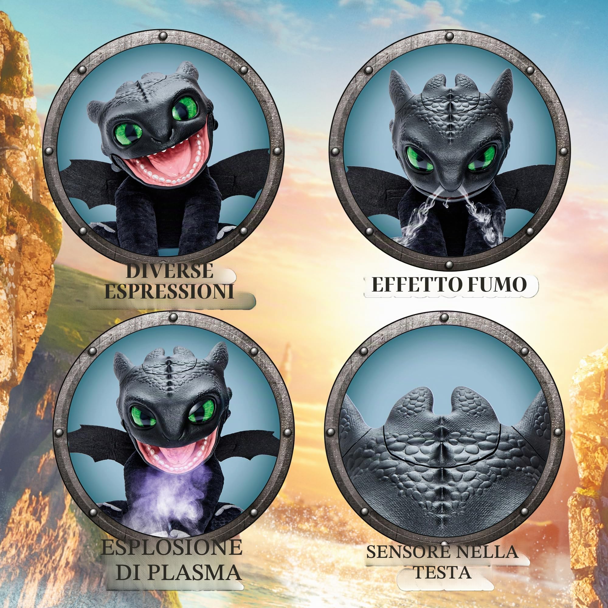Puppetronic Real FX Toothless - Peluche di Destentao come allenare il tuo drago, burattino elettronico da 30 cm, +50 reazioni e suoni, effetti di fumo e fuoco, 6+ anni, famoso (RE000000)