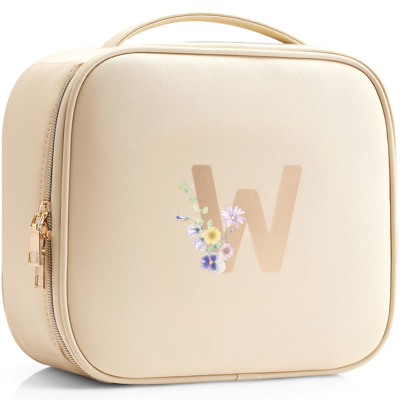 Vlando Gift for Women,Travel Makeup Bags for Women,Birthday Gifts for Friends Initial Sister Birthday Gift Ideas Wedding Gifts(Letter W)