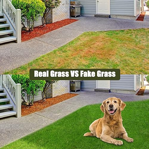 Miniatura 6 de FREADEM Césped artificial sintético de 3 pies x 14 pies, pila de 1.38 pulgadas de alto, tapete de césped artificial con drenaje, paisaje al aire