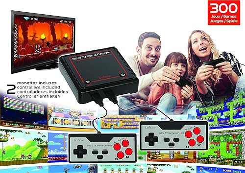 Miniatura 4 de Lexibook Consola de juegos retro, 2 controladores, 300 juegos, 1 adaptador ACDC, negrorojo, JG7800