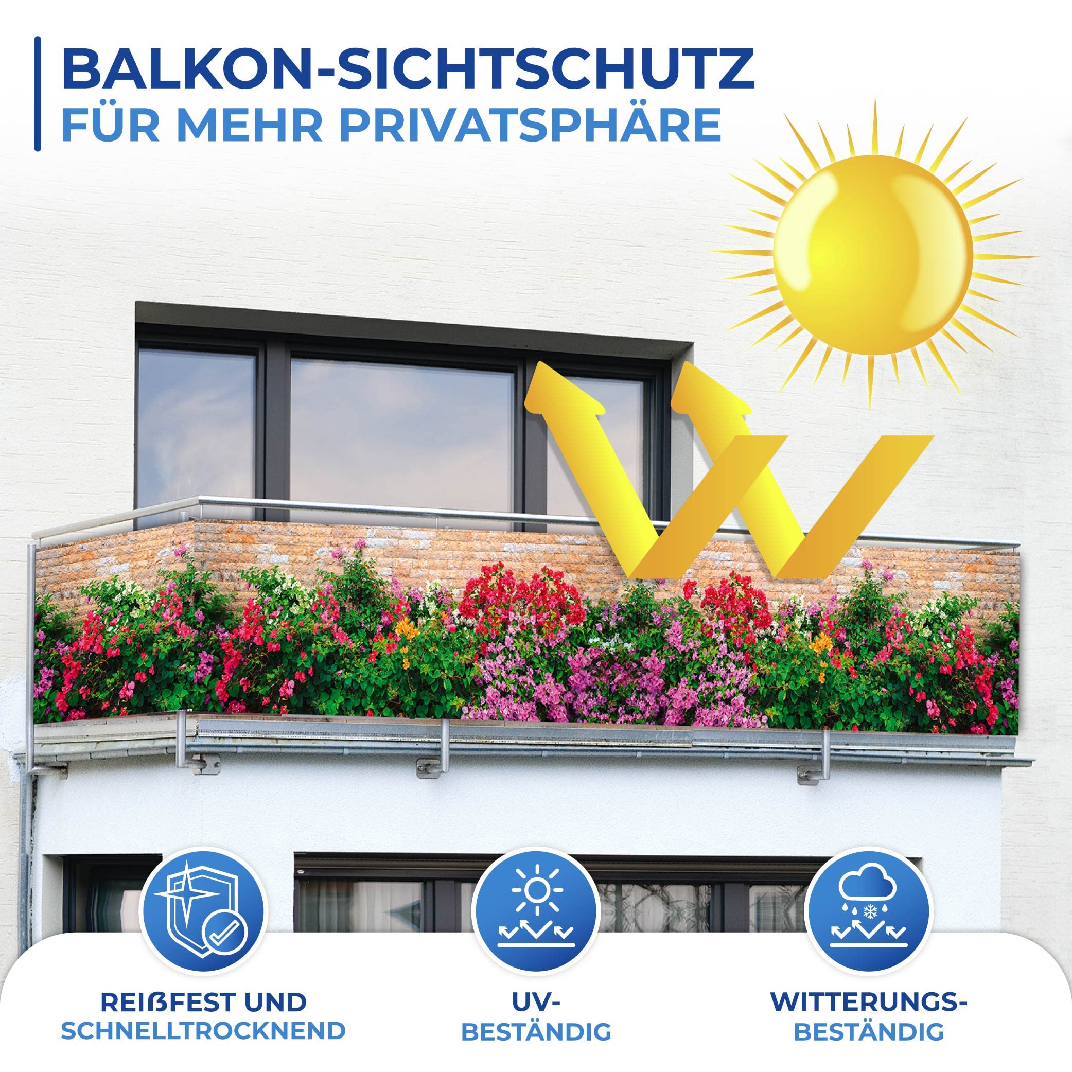 Maximex Pratico Frangivista per Balcone 5 m, Motivo Floreale, Odporny na UV i Warunki Atmosferyczne