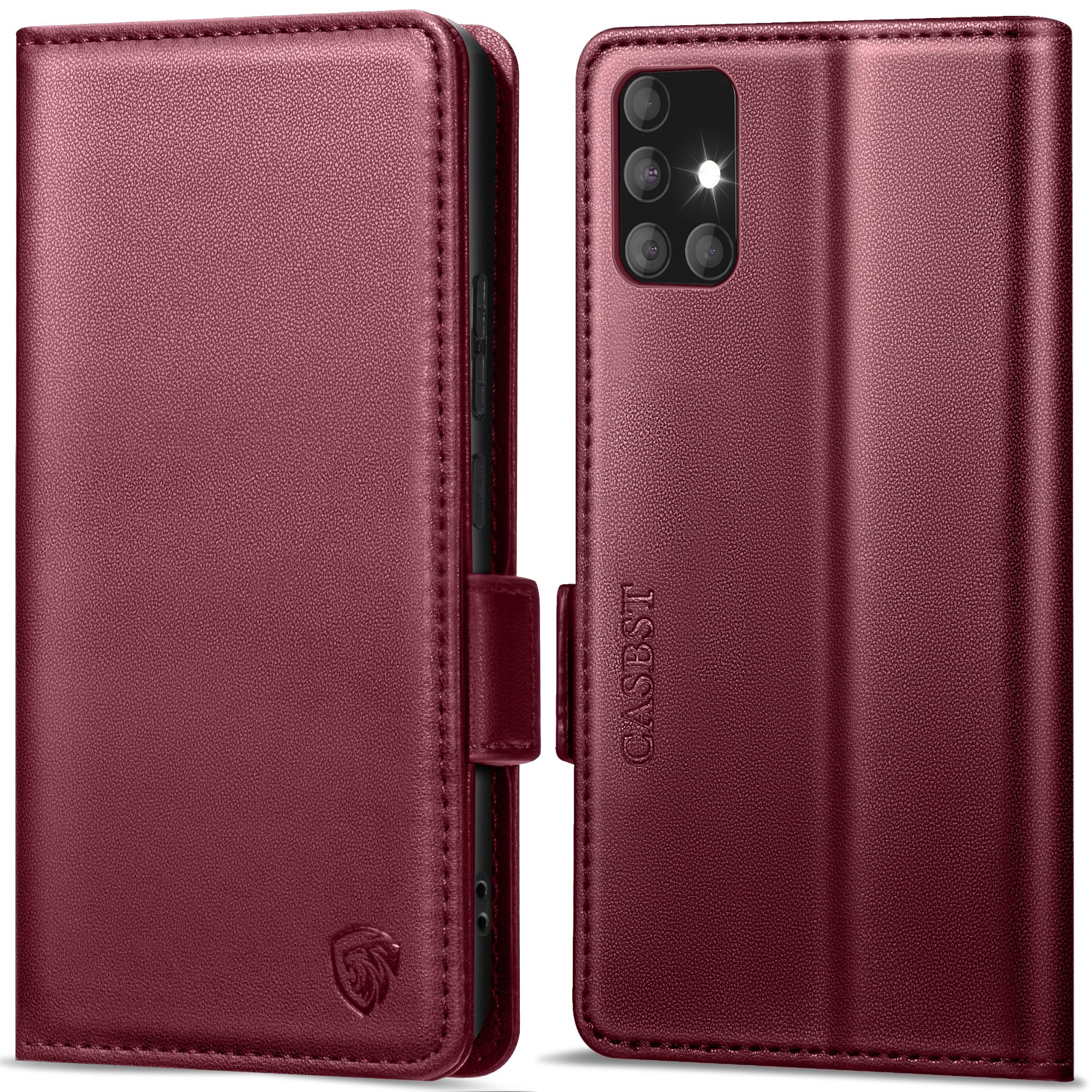 CASBST Handyhülle für Samsung Galaxy A50/A30S Hülle, Premium Leder Schutzhülle Klappbar für Samsung Galaxy A50 Flip Case mit Kartenfach Ständer Magnet Klapphülle für Samsung A50 Hülle (Schwarz)