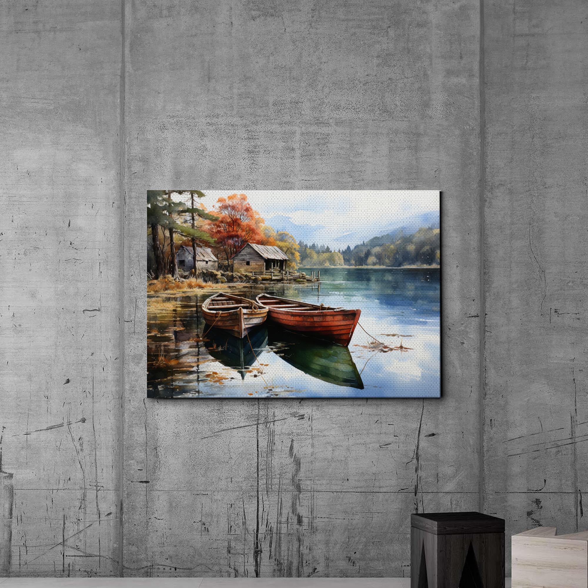 Amazon.com: Serenity on the Lake, Boats Art Print, Watercolor