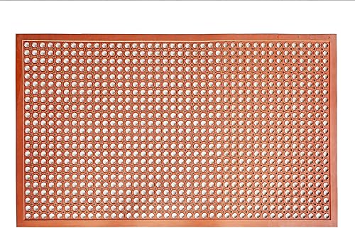 New Star Foodservice 54521 - Tapete de goma antifatiga resistente a la grasa de grado comercial, 36 x 60 pulgadas, color rojo