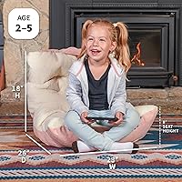 Vista 3 de Big Joe Roma - Puf para niños, sherpa de avena y rosa del desierto, gamuza vegana, 2 pies