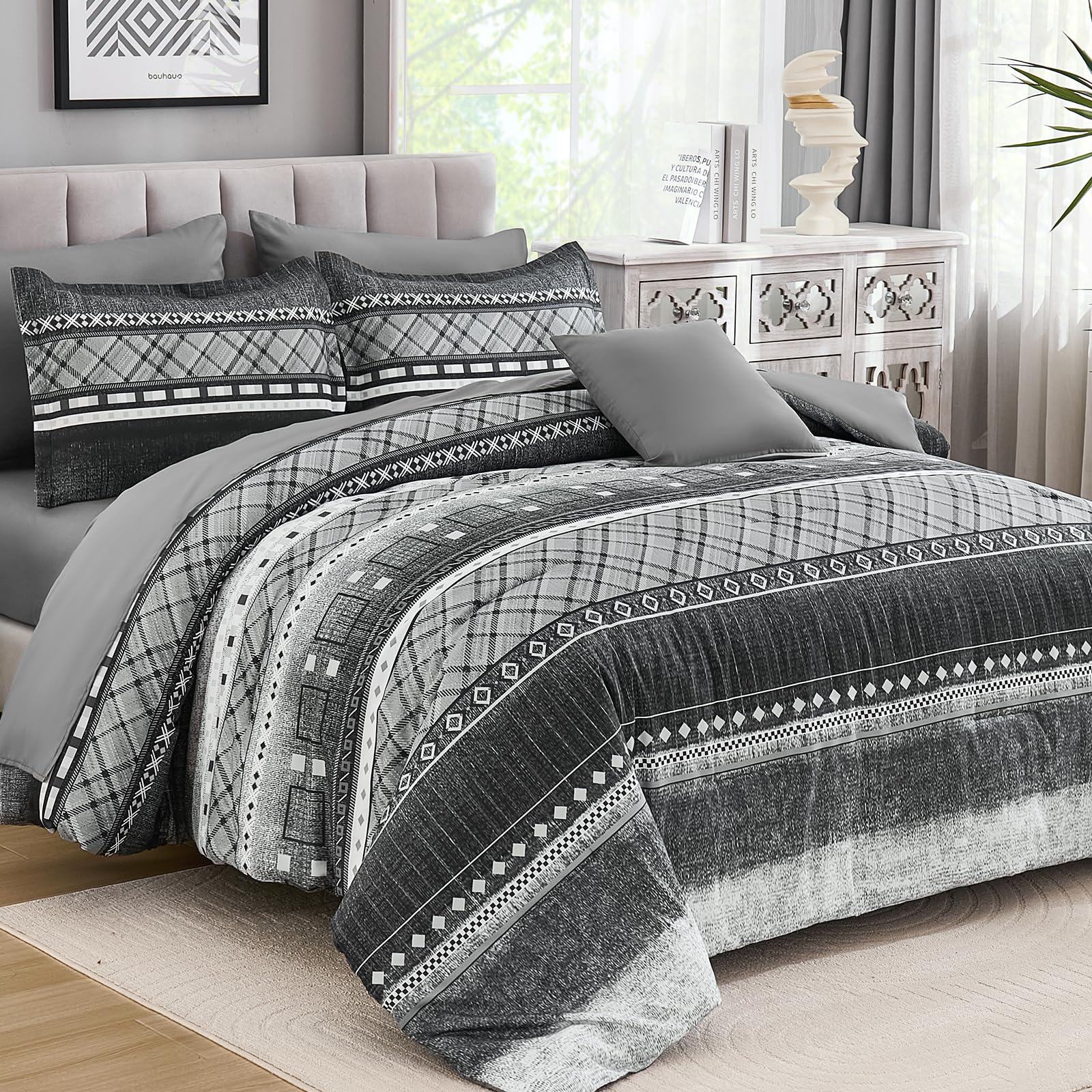 WONGS BEDDING Gestreiftes Schmusetuch Set 8-teilig Tröster Bettwäsche-Set-YS01AB091442Q8U-A