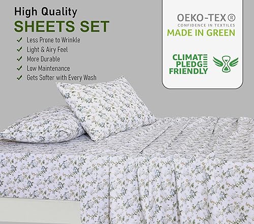 Miniatura 7 de RUVANTI Juego de sábanas de 100 % algodón tamaño King, 4 piezas, suave y transpirable, ropa de cama de tejido de percal suave y transpirable,