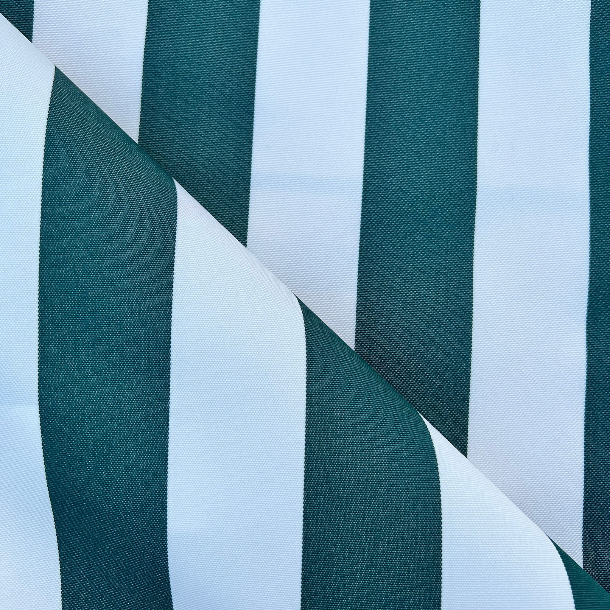 Striped Tough UV Resistant Water Resistant Heavy Duty Outdoor Canvas Gazebo Awning Deckchair Cushion Fabric Material | 60" - 150 cm Wide (per Metre, Bottle Green)