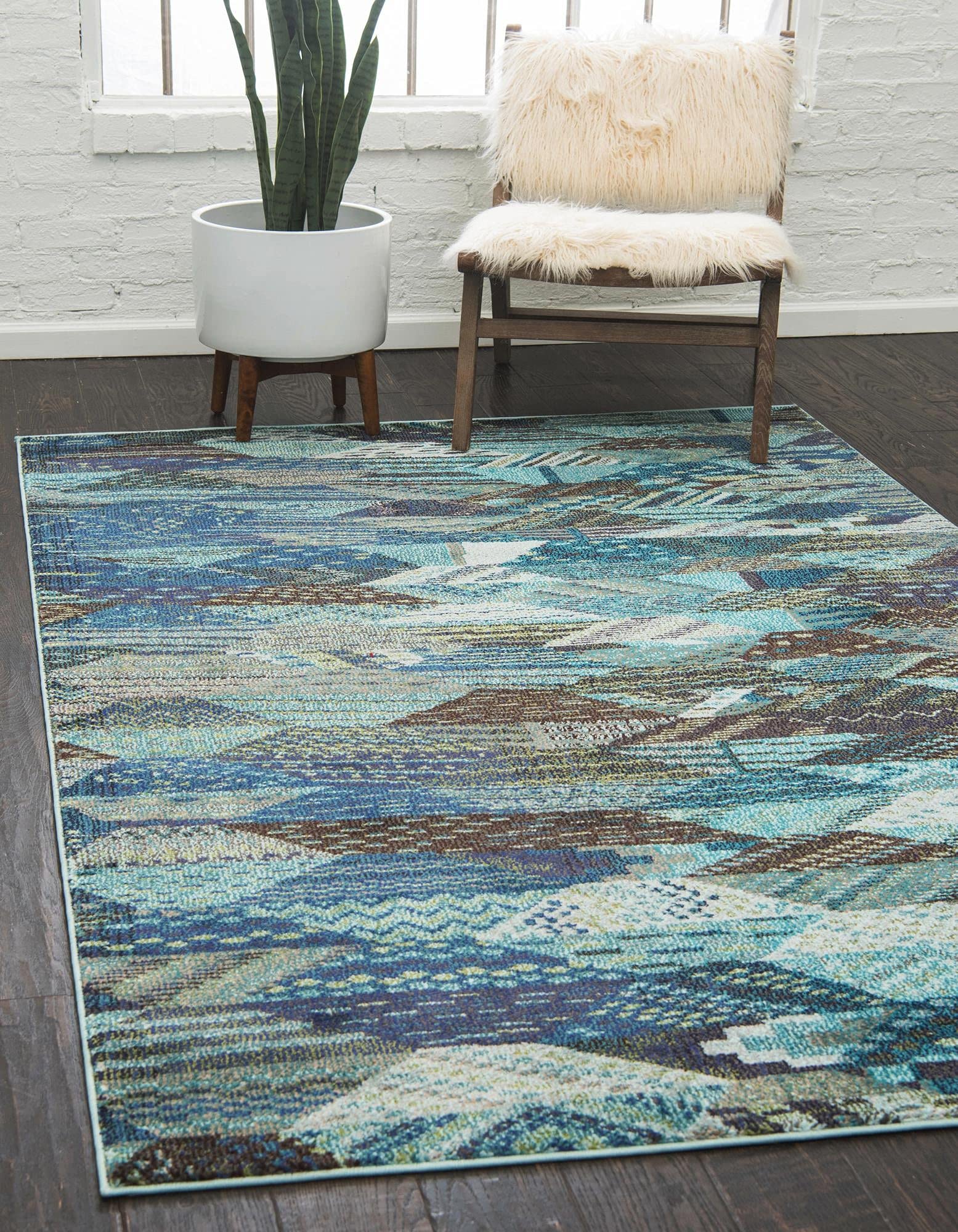 Rugs.com Mesa Collection Rug – 2' x 3' Blue Medium Rug Perfect for Entryways, Kitchens, Breakfast Nooks, Accent Pieces