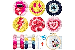 Fiupan Punch Needle Coaster DIY Preppy Y2K Pattern Embroidery Rugs