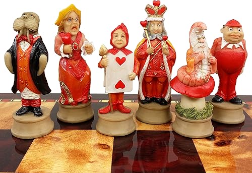 Miniatura 3 de Alicia en el país de las maravillas Fantasy Chess Men Set W/High Gloss Cherry and Burlwood Color Storage Board