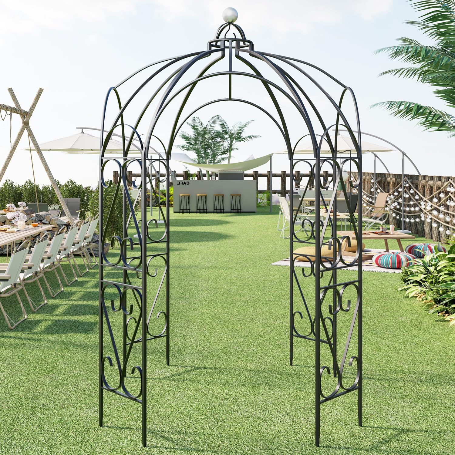 GENUINQ Baroque Oversized Iron Gazebo Arbor Arbour Arch Archway Metal Trellis Support for Plants Climbing Garden Outdoor Yard Patio Wedding Arches Ceremony Decoration