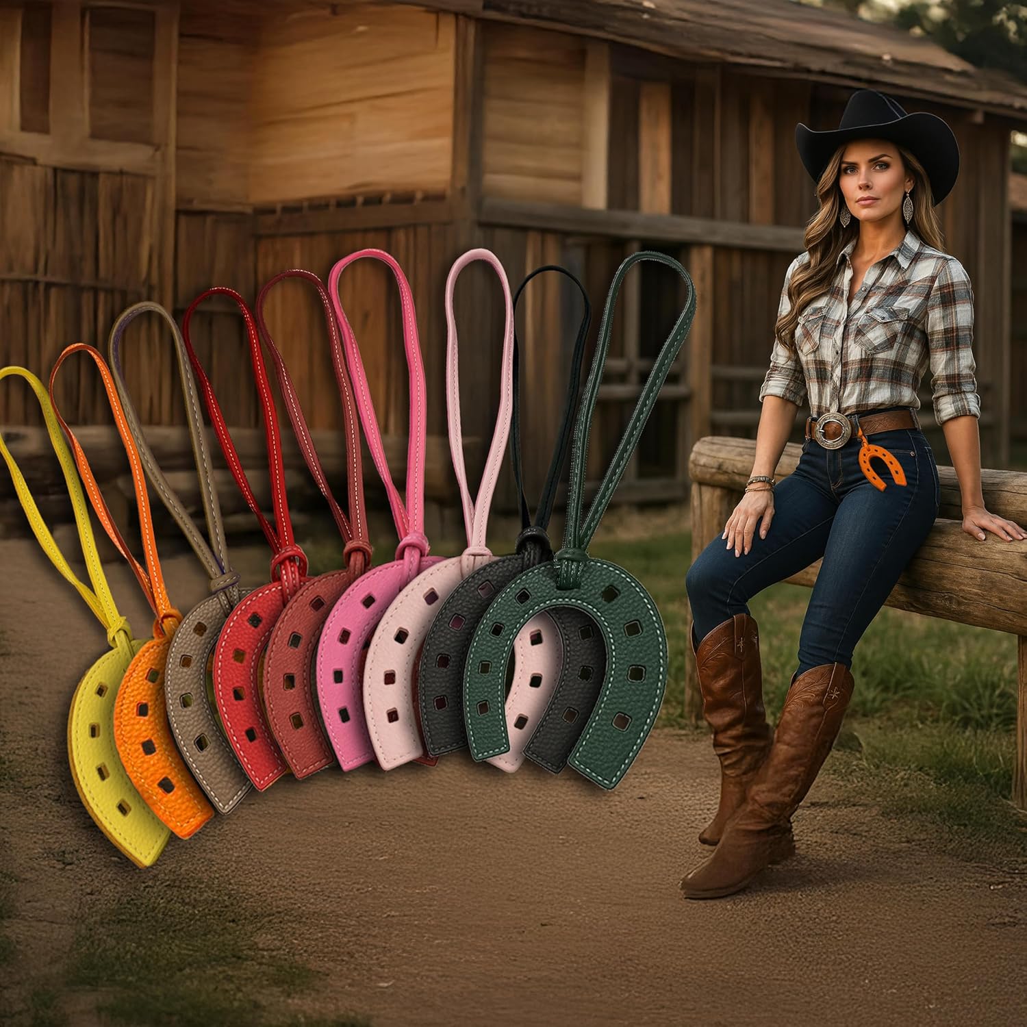 Lucky Leather Horseshoe Keychain Bag Charm, Western Purse Accessory for Handbag Wallet Backpack, Gift for Women - Image 7