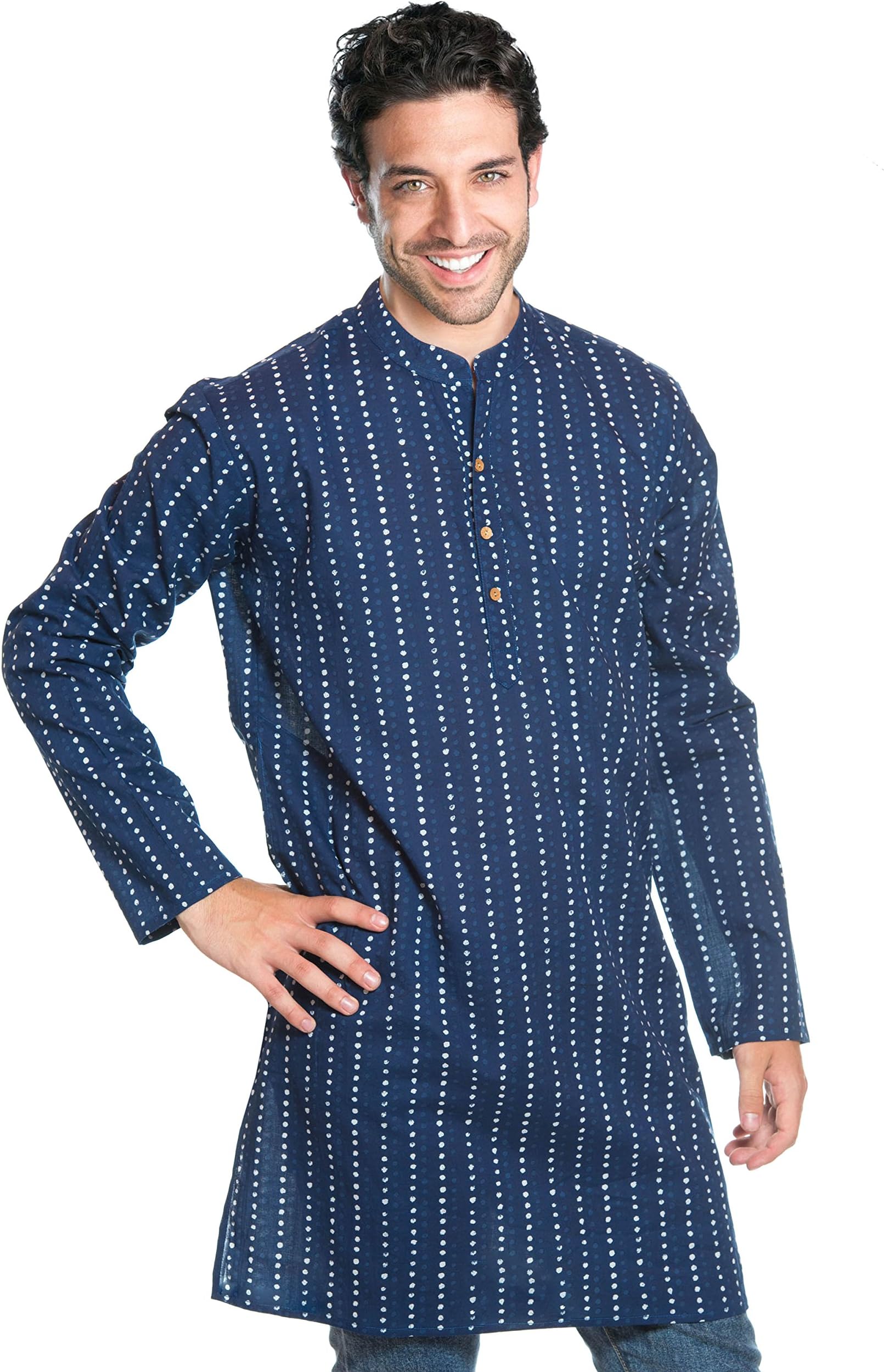 Ufash Kurta Shirt from India, traditionally Hand-Printed - 100% Cotton