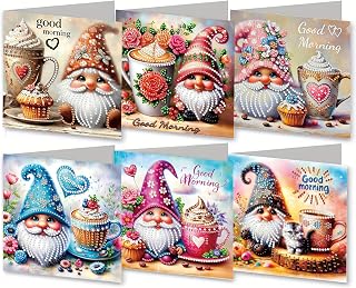 MaiYiYi 6 Pack 5D DIY Gnome Diamond Painting Greeting Cards Art Kits