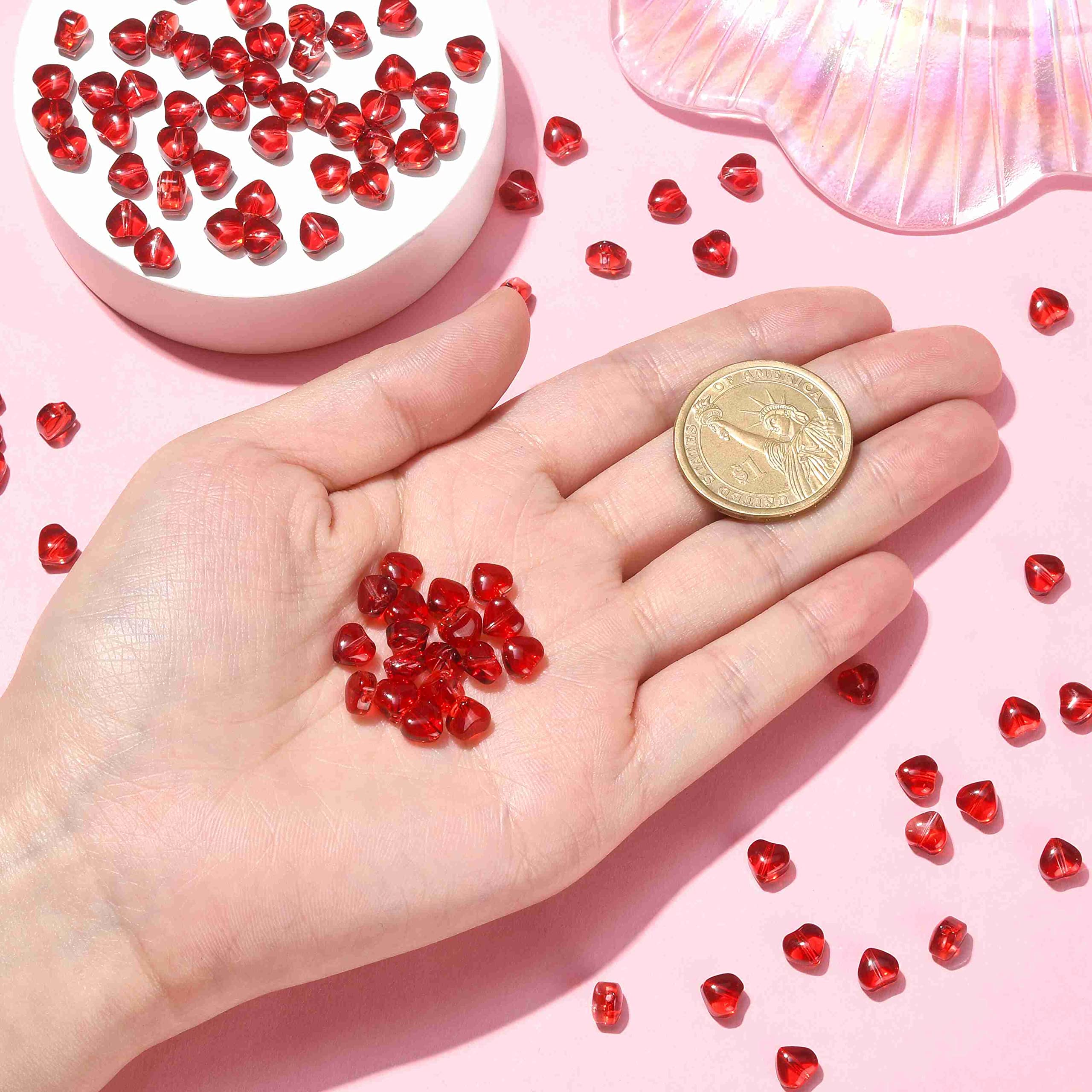 Amazon.co.jp: KitBeads 100個 ランプワーク レッド ハートビーズ ミニ  