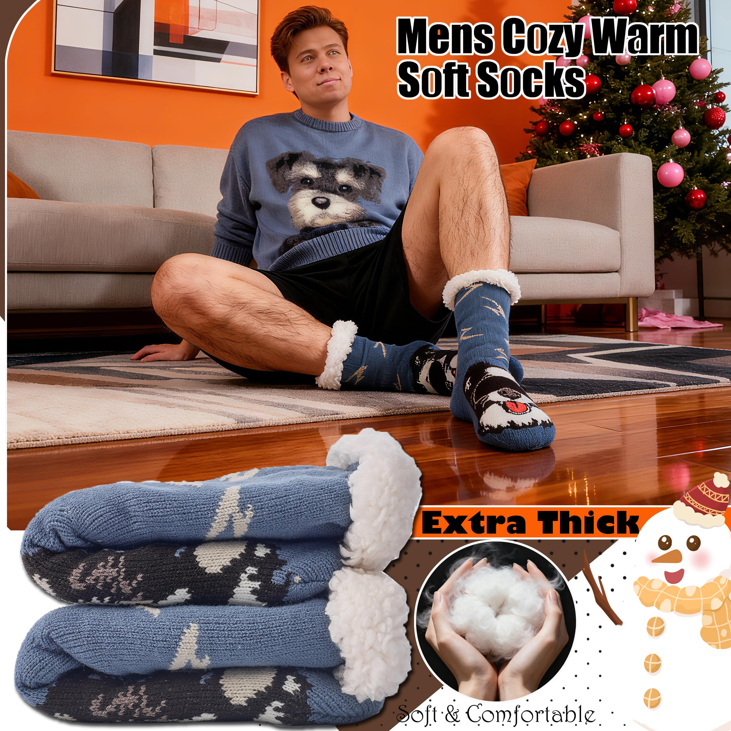 Pantuflas para hombre Calcetines de animal Fuzzy Rutschschutz peludos Invierno Caliente suave forro de piel Calcetines térmicos para casa EU 38-46