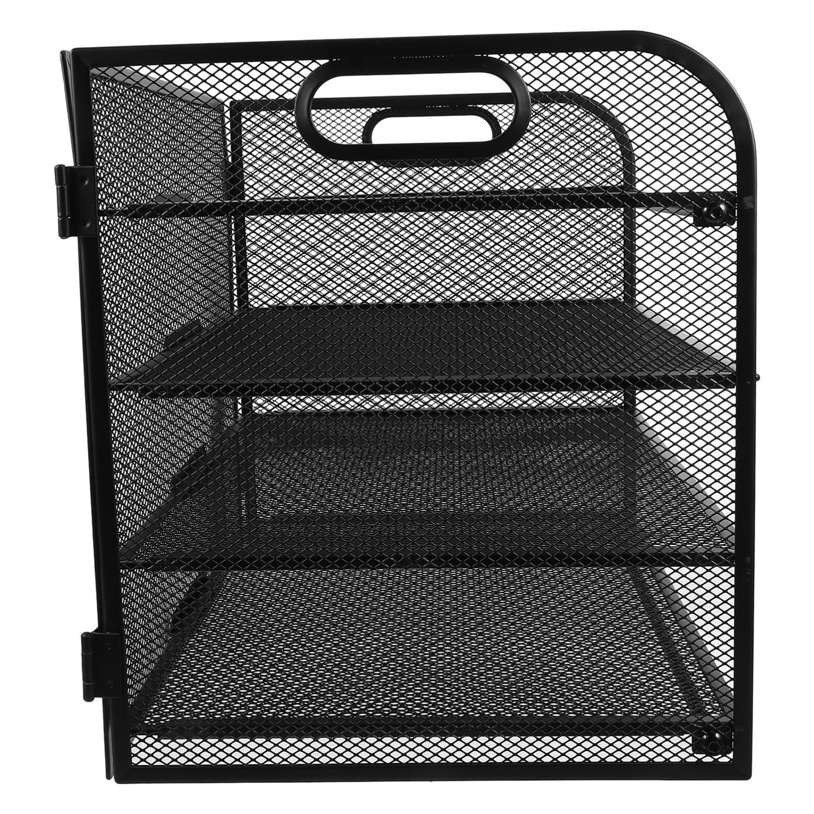 Organizzatore da Scrivania a 4 Livelli Scaffale per Documenti in al Carbonio Nero con Maniglia Ergonomica Facile da Spostare per Casa e Scuola