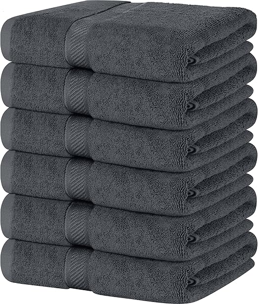 Utopia Towels 6 Pack Medium Bath Towel Set, 24 by 48 Inches, 500 GSM 100% Ring Spun Cotton, Lightweight and Highly Absorbent Quick Drying Premium Towels for Hotel, Spa and Bathroom, Grey