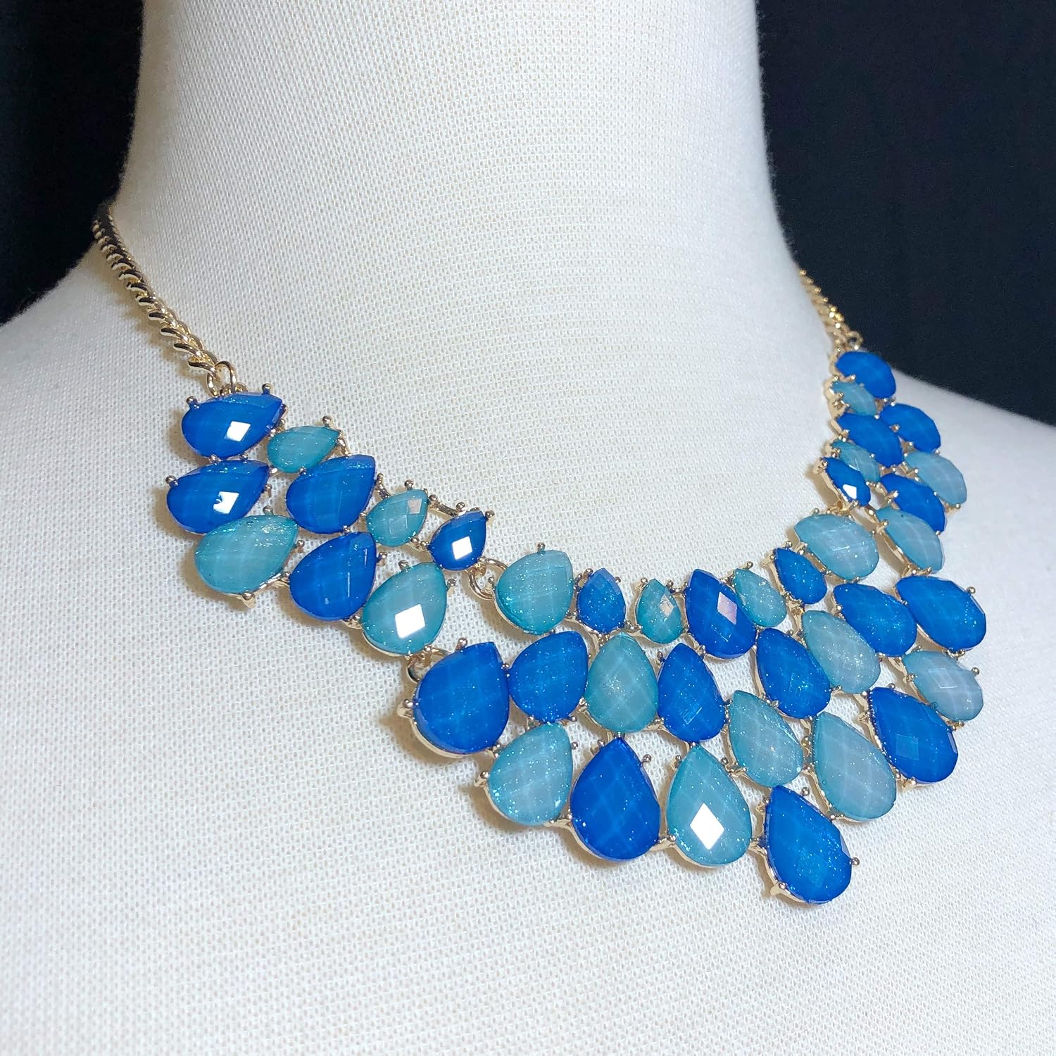 Gypsy Jewels Unique Cluster Bubble Bib Gold Tone Boutique Statement Necklace & Dangle Earrings Set