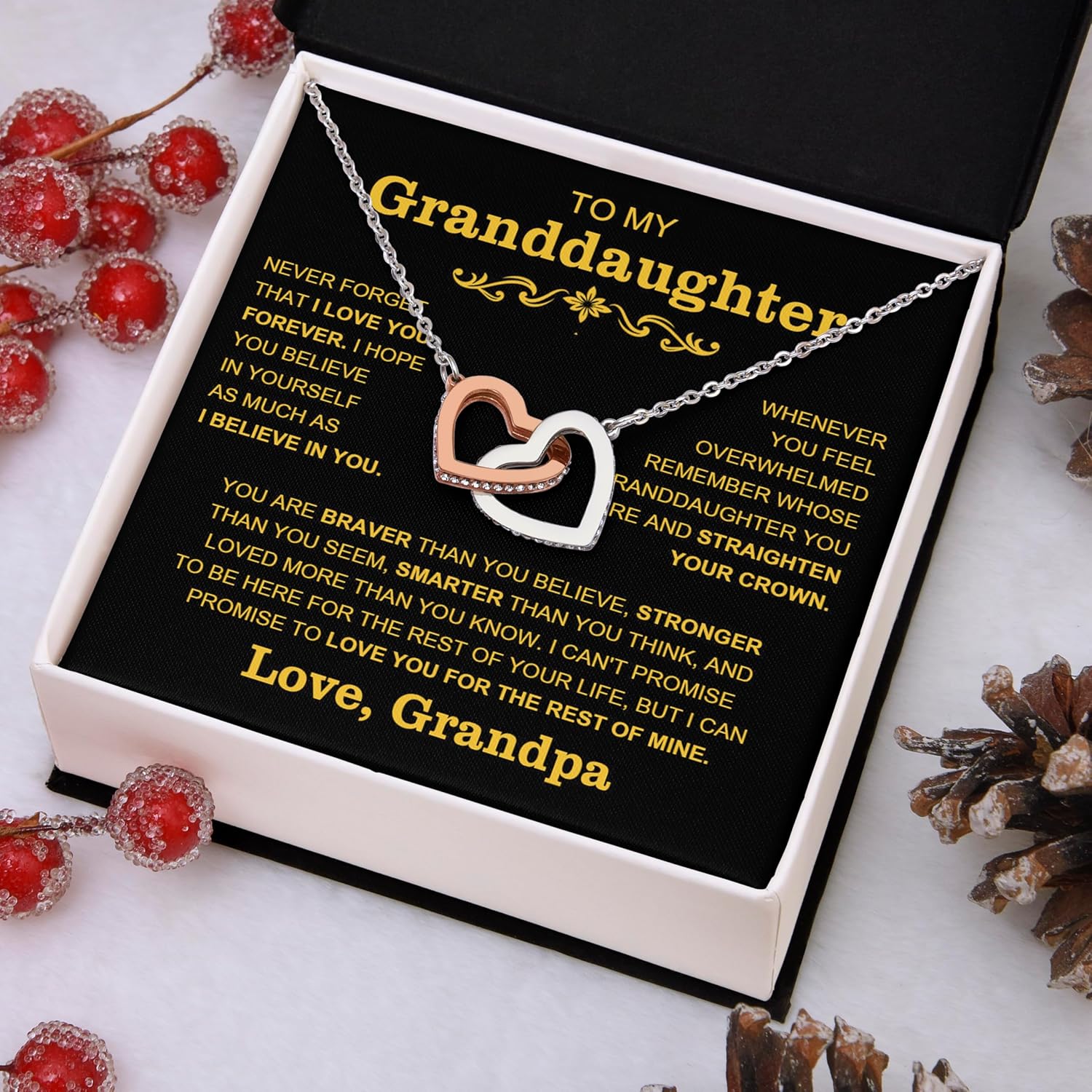 To My Beautiful Granddaughter Necklace from Grandpa, Granddaughter Gift from Grandma, Graduation Gifts for Her, Birthday Christmas Gifts from Grandparent with Message Card and Gift Box - Image 2