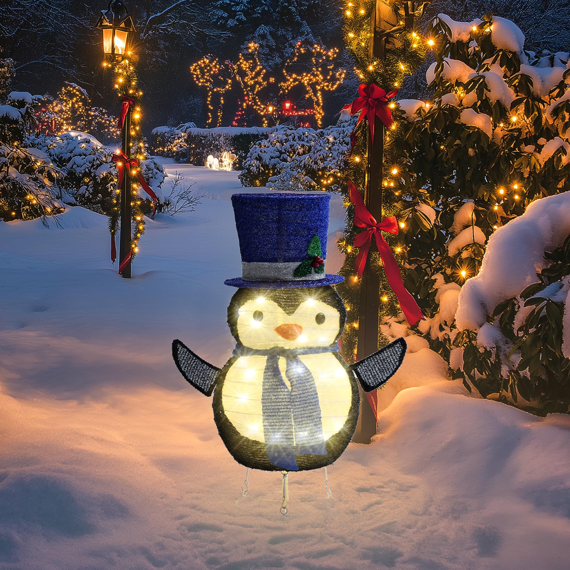man ランプ penguin 電気 Xmas 置物 christmas Amazon.com: Tangkula 3-Piece Christmas Lighted Penguin