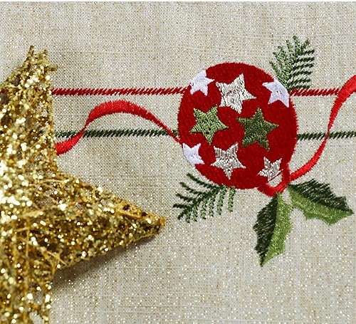 Miniatura 5 de OWENIE Camino de mesa de Navidad, camino de mesa de tela brillante con purpurina bordada dorada de 70 pulgadas de largo, adornos de tocador de