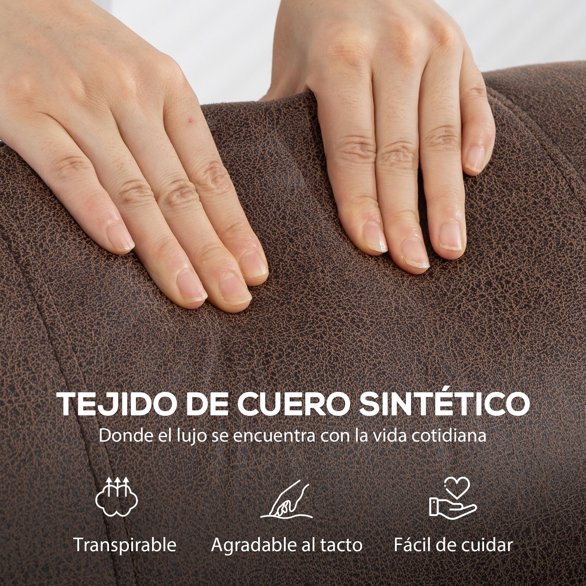 HOMCOM Sillón Relax Reclinable Manual con Apertura Push Reposapiés Marrón | Sillón Relax de Cuero Sintético, Respaldo Alto, Acolchado Grueso, Butaca Reclinable hasta 135º, para Salón, Dormitorio