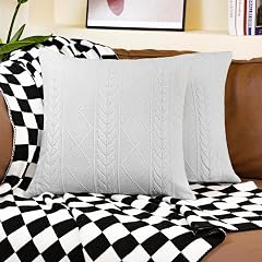 Uhomy Set of 2 Grey Decorative Knit Throw Pillow Cover Soft Knit Pillow Case Modern Boho Pillow Covers